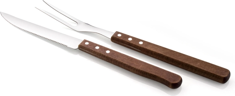 BBQ Steak Set with Wooden Handles (Knife and Fork)