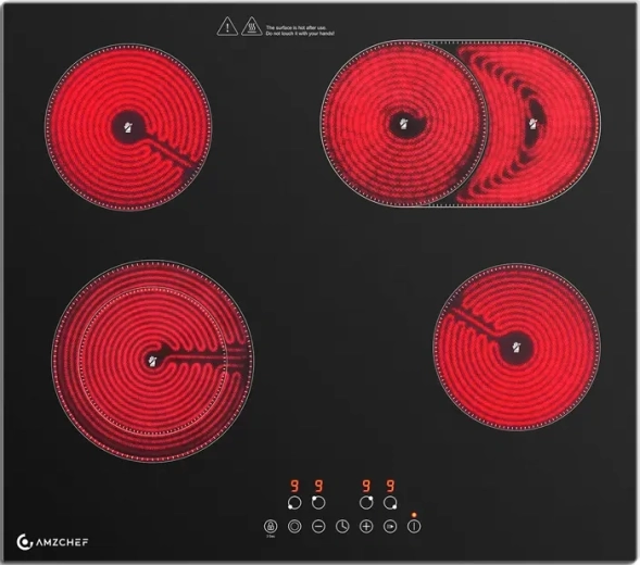 Amzchef Built-in Ceramic Hob, 4 Zones, 7200 W