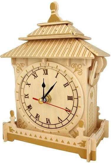 Woodcraft дървен 3D пъзел часовник с работещ механизъм