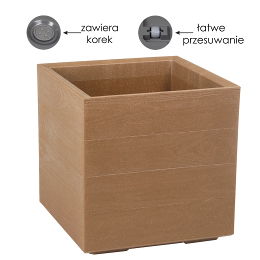 Lamela Karo Eco Wood Planter with Natural Wood Imitation 39 cm