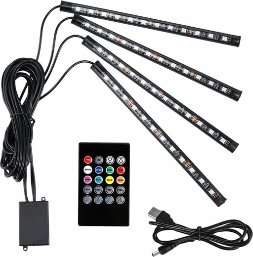 RGB LED осветление за интериора на автомобил със звуков сензор