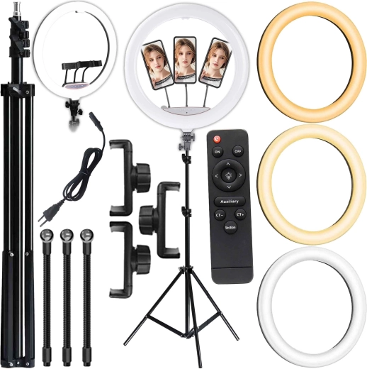 RENEW FORCE 45 cm LED Ring Light with Tripod and Phone Holder