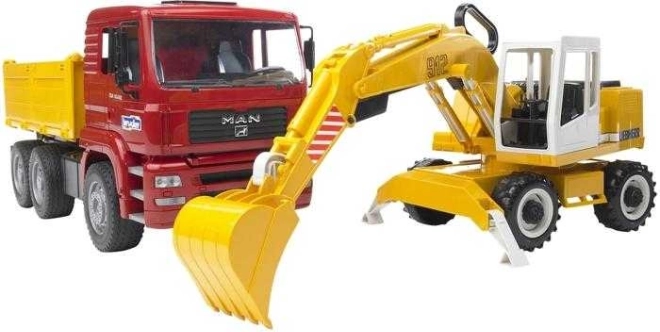 Самосвал и багер MAN и Liebherr от Bruder