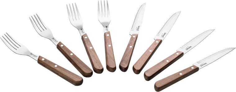 Lamart Walnut steak cutlery, 8 pieces