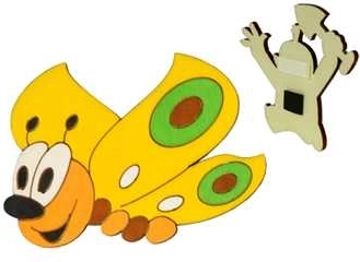 Дървена магнитна фигурка пеперуда жълта Dodo