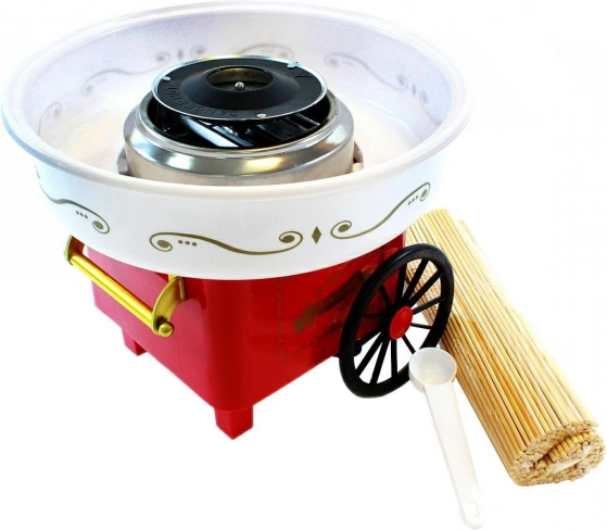Ретро машина за приготвяне на сладка захарен памук, червена
