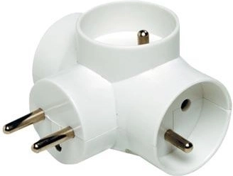 T adapter with 3 sockets 16 A, white