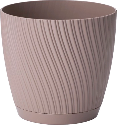 Mika Eco Recycled Planter with Saucer 27 cm grey‑beige