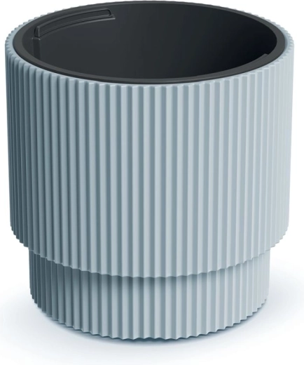 Ribbed flower pot with insert Milly 29.8 cm – light grey