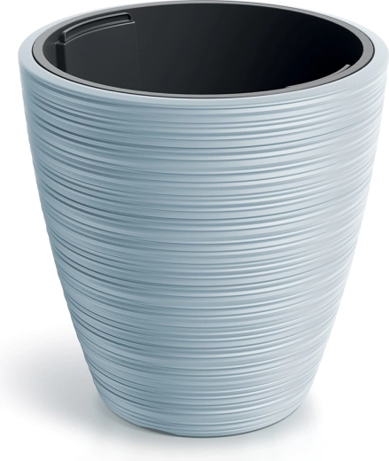 Vena Round Planter 39 cm light grey with insert