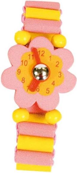 BINO Wooden Kids' Watch – Pink with Flower