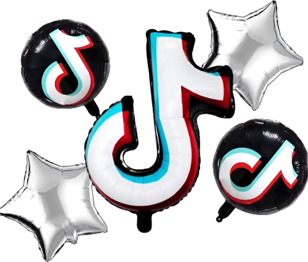 Комплект балони TikTok – нотичка и звезди, 5 бр.