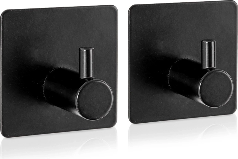 RADKA self-adhesive hook, black, 4.5 × 4.5 cm, 2 pcs