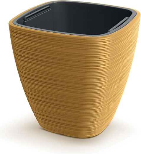 Vena Square Planter 29 cm mustard with inner insert