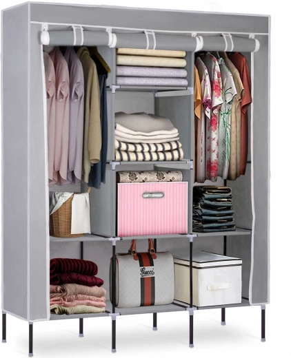 Massido fabric wardrobe, grey