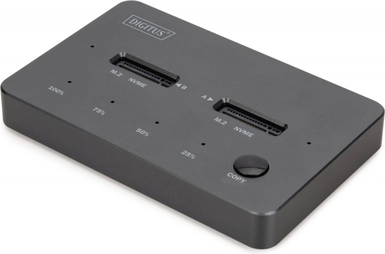 Докинг станция Digitus за M.2 NVMe SSD с офлайн клониране, USB‑C 3.2 Gen 2 10 Gb/s, черна