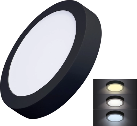 Solight повърхностно монтиран LED мини панел CCT 18 W, кръгъл, черен