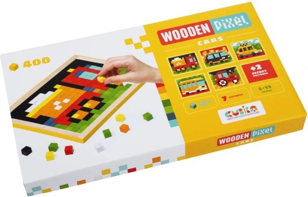Cubika Pixel коли – дървена мозайка с 400 кубчета и 7 шаблона