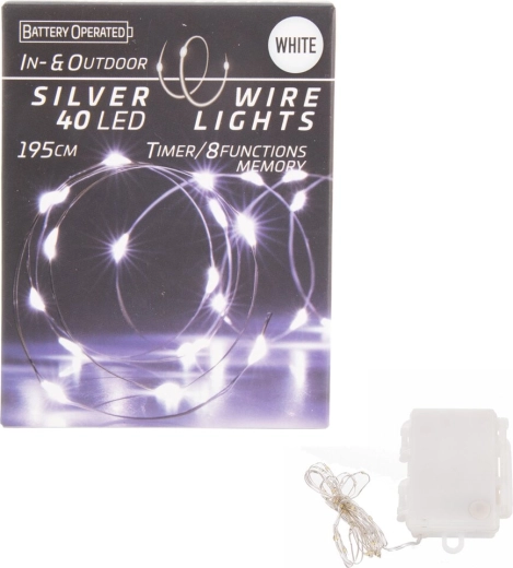 LED светлинки на тел 40 LED бели с таймер