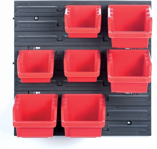 Hanging panel with 7 tool bins ORDERLINE 400 × 110 × 400 mm