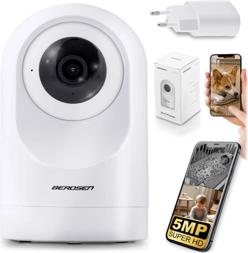 Въртяща се wi‑fi IP камера 5 MP Berdsen бяла