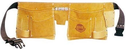 Tool belt with 11 pockets made of leather and nylon