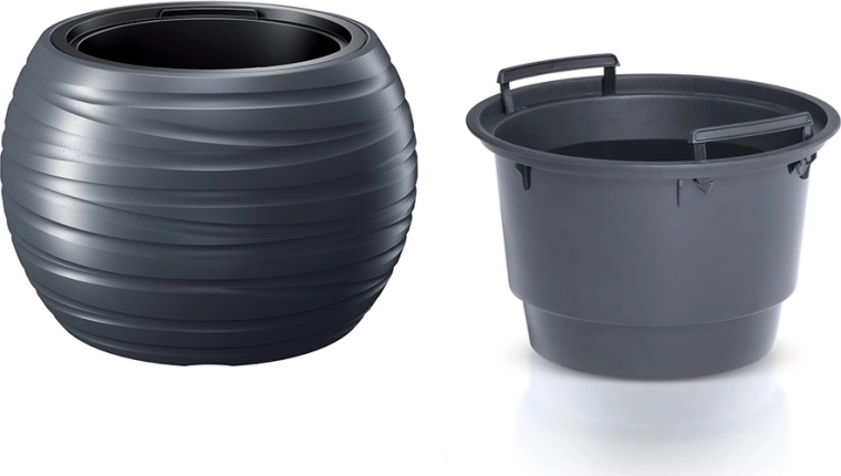 Maze round flower pot with insert 43.6 cm – anthracite