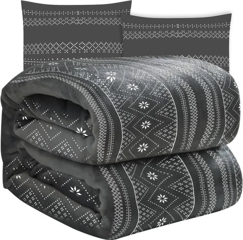 Мека зимна завивка с два калъфа за възглавници RUHHY, сива 160 × 200 см