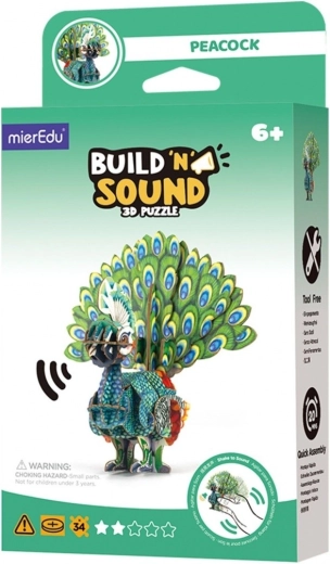 3D пъзел MierEdu Построй и слушай – паун