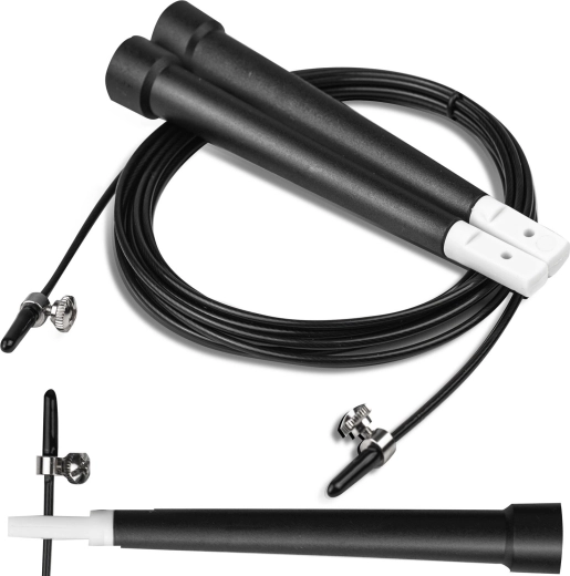 Neo-Sport Speed Jump Rope, Black, with Steel Cable