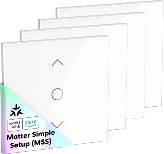 Meross интелигентен Wi‑Fi превключвател за щори и ролетни щори с Matter (4 бр.)