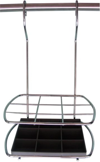 Hanging kitchen utensil holder, chrome, 17.5 × 12.5 × 30.4 cm