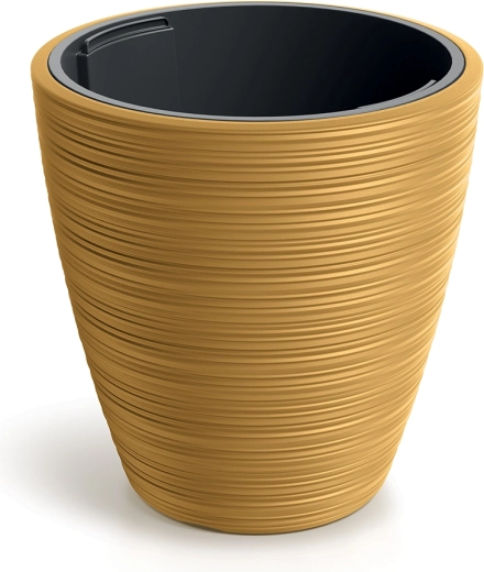 Round plant pot VENA ROUND mustard 19.8 cm