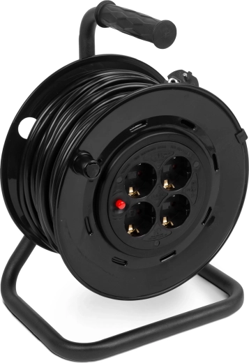 Cable reel with metal stand, 4 sockets, 25 m