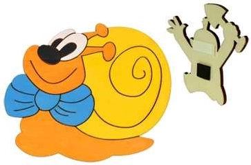 Дървена декоративна магнитна фигурка охлюв