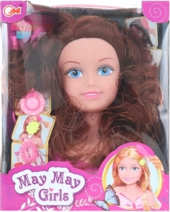 Кукла глава за прически брюнетка с аксесоари за детски прически