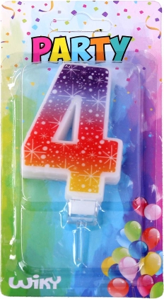 Парти свещ във формата на число 4 със звезди