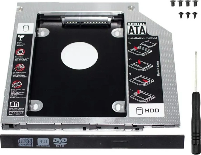 Алуминиев адаптер рамка 2,5" за HDD/SSD 12,7 mm SATA