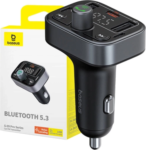 Baseus S-09 Pro Bluetooth FM трансмитер за кола, черен