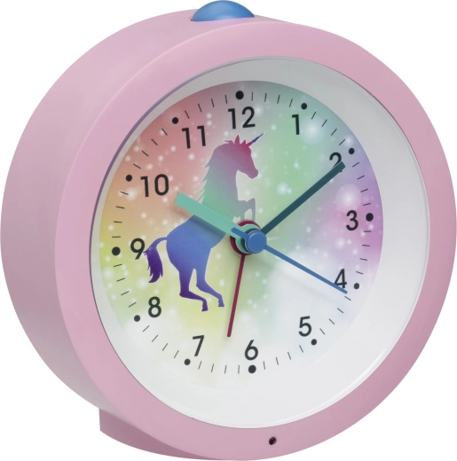 Children’s analog alarm clock TFA pink with unicorn motif