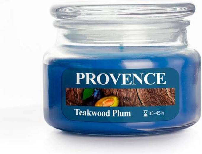 Scented candle in glass Provence teak wood and plum 45 h