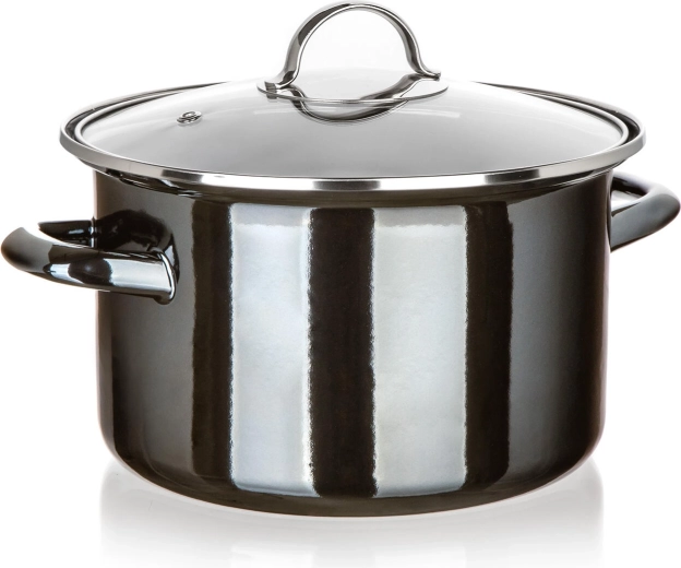 Емайлирана тенджера със стъклен капак 24 см 3,7 л Metallic Black