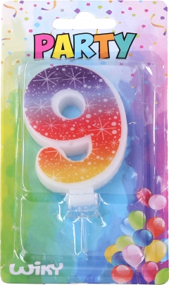 Парти свещ цифра 9 звезди
