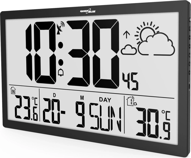Стенен многофункционален LCD часовник със синхронизация DCF