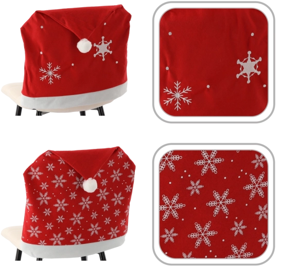 Christmas chair back cover in a hat style with snowflakes