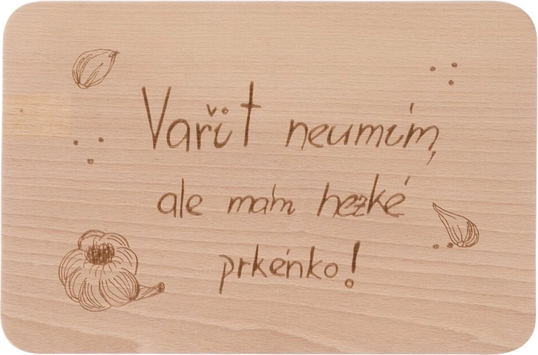 Dřevěné kuchyňské prkénko s nápisem Vařit neumím 30 × 20 cm
