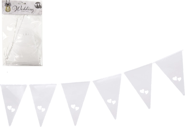 White paper heart garland 3 m