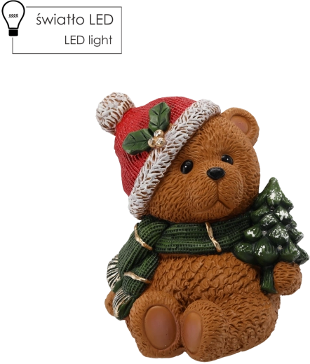 Christmas figurine bear with Christmas tree LED 27 × 25 × 29 cm