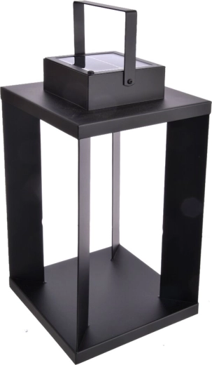 Black metal solar lantern 22 × 22 × 42 cm