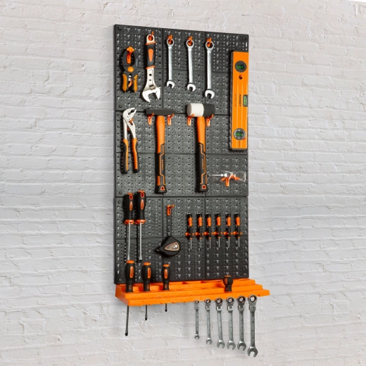Wall-Mounted Tool Organizer with 3 Panels
